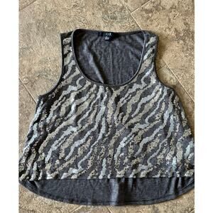 XXI Forever gray tank top with gold and silver sequins, women's size L